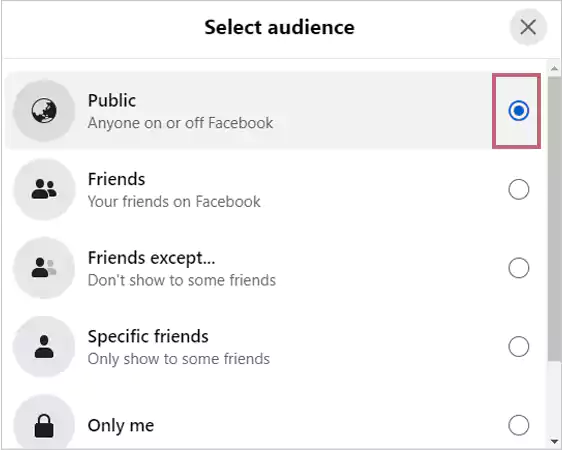 Select the preferred audience