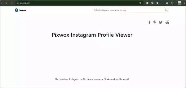 homepage of Pixwox