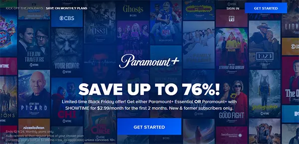 The Paramount+ platform