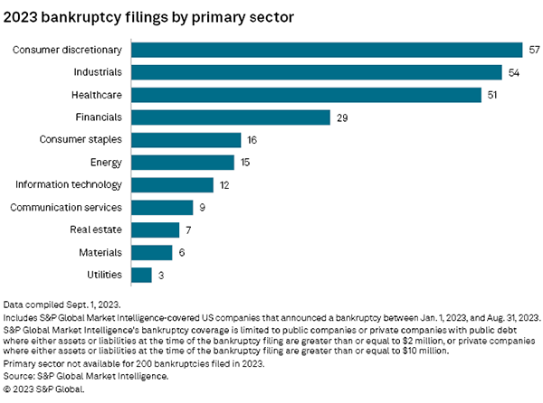 2023 Bankruptcy Filings by Primary Sector