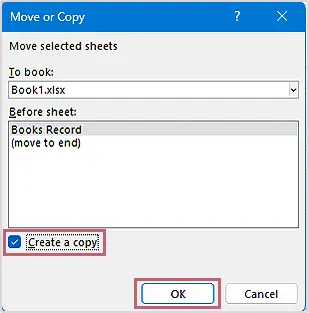 Copy the Excel sheet