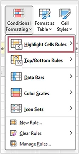 Highlight Cells Rules