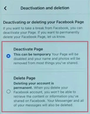 Deactivation and Deletion option