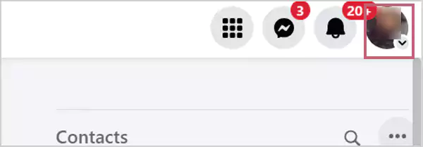 Upon opening Facebook on your computer click on the Profile Picture on the top right