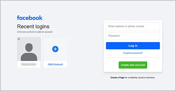 Facebook Login Page