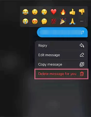 In the dropDown menu choose Delete Message For You