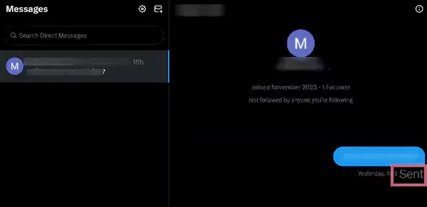 Once your message is sent you can see status