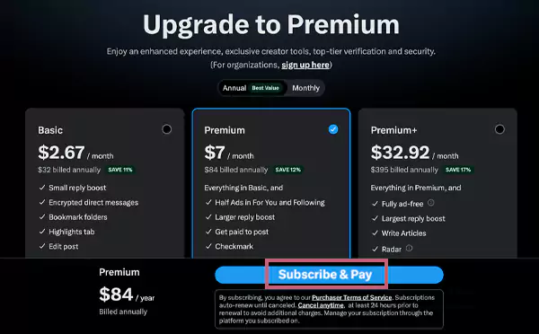 Click to Subscribe and Pay
