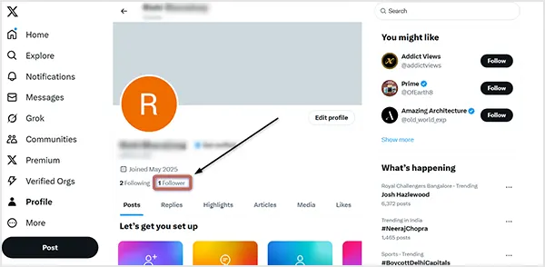 Click on Followers