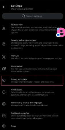 Click on Privacy and Safety