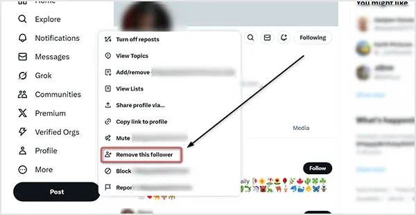 Hit Remove this follower