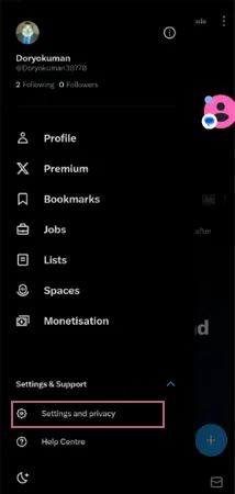 Tap on Settings and privacy