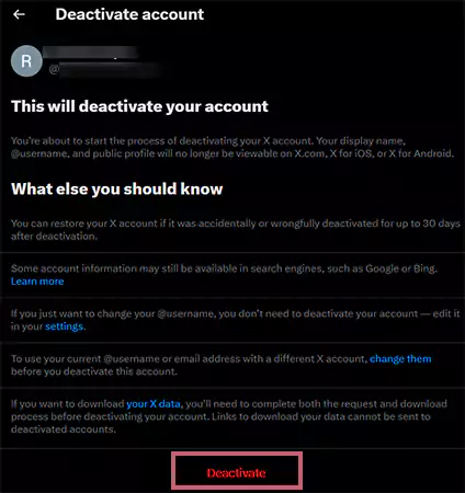 Click on the Deactivate option