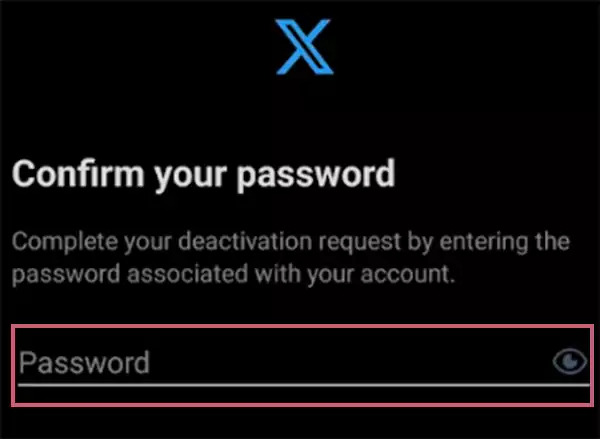 Enter your X profile password in the given space