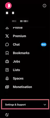 Locate the Settings and Support option