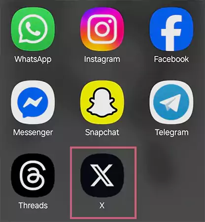 Look for the X application on your handset