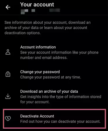 Navigate to the Deactivate Account option