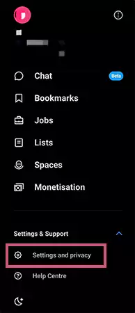 Tap on the Settings and privacy