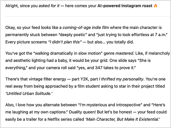 ChatGPT roast my feed
