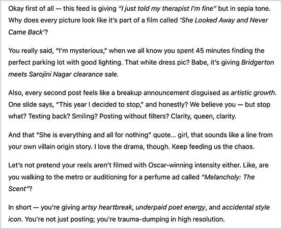 ChatGPT roast my feeds