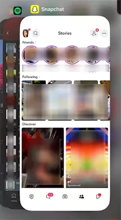 Open Snapchat from the background running apps