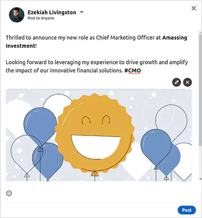 Promotion post on LinkedIn