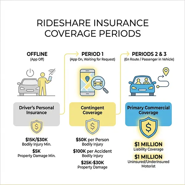 Rideshare Insurance Coverage Periods